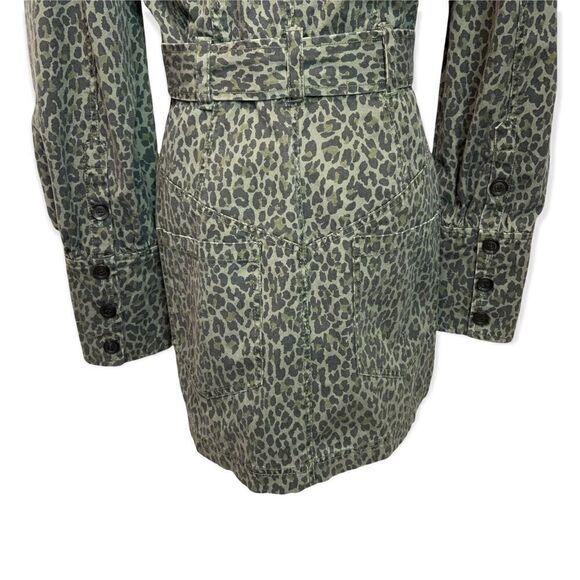 Excellent Marissa Webb Denim Cheetah Mera Print Canvas mini Dress Size Large H1 - Picture 9 of 14